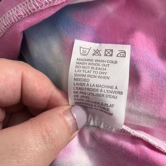 CHASER Long Sleeve Ballet Wrap Top In Tie Dye Pink Yellow Size Large - Picture 12 of 12